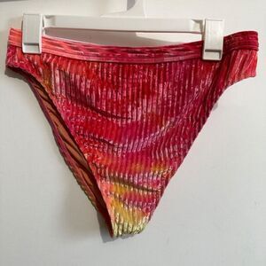 Dippin Daisys Womens Pink Tie Dye Velvet Bikini Bottoms Sz XL High Cut
